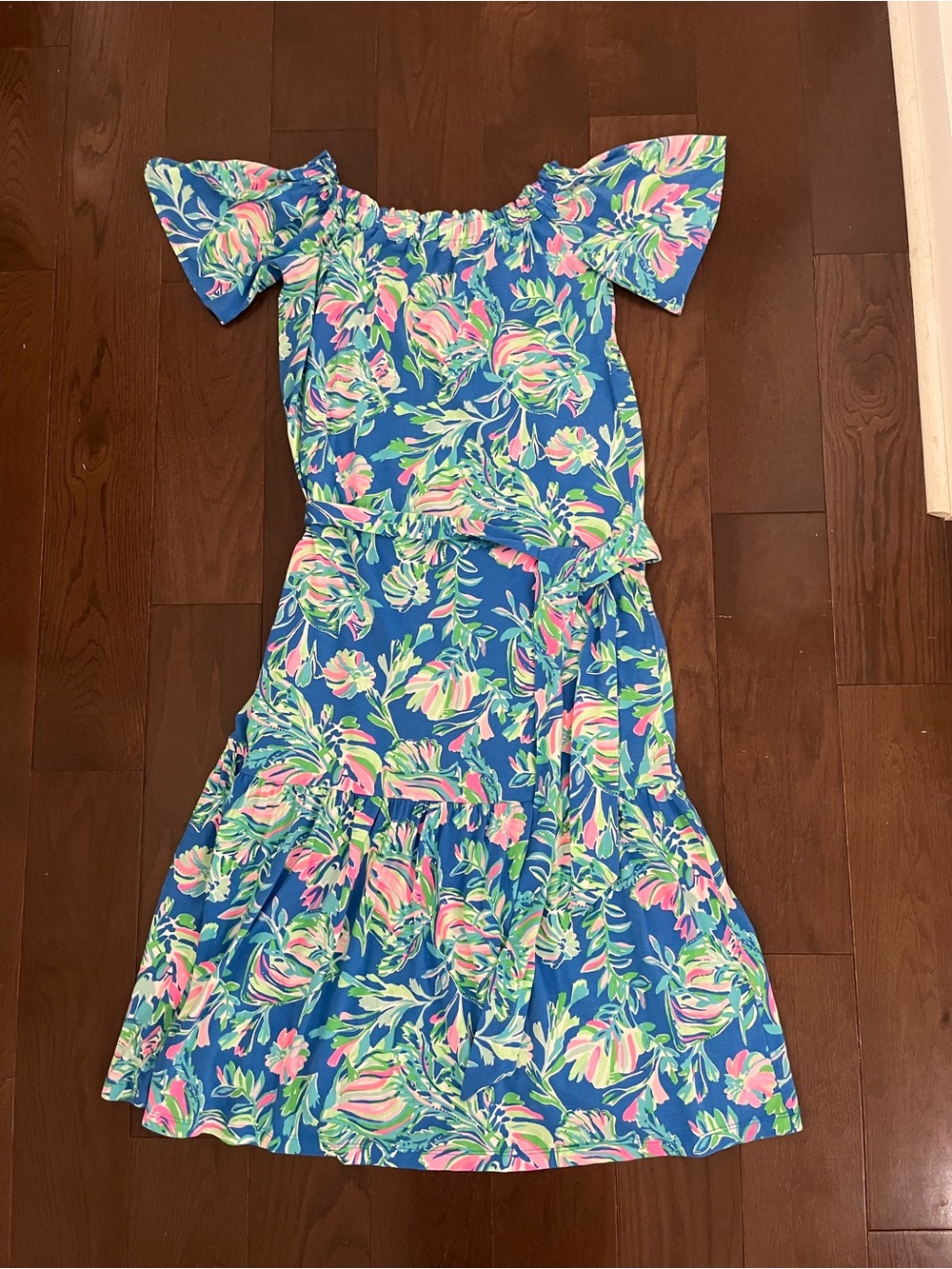 Lilly Pulitzer Blue Floral Off-Shoulder Dress